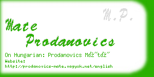 mate prodanovics business card